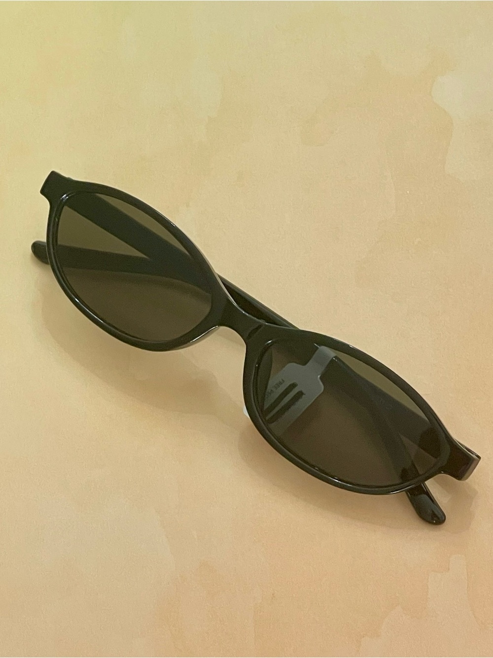 Free People Classic Black Slim Oval Sunglasses Smoke Black Lenses